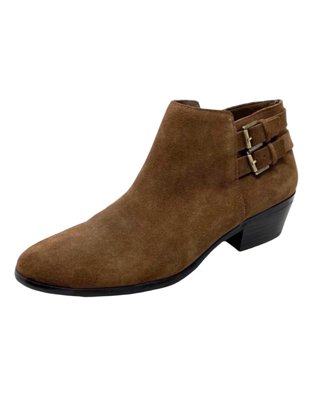 Sam Edelman Petal Ankle Boots Size 9.5 Brown Suede Buckle Details Neutral